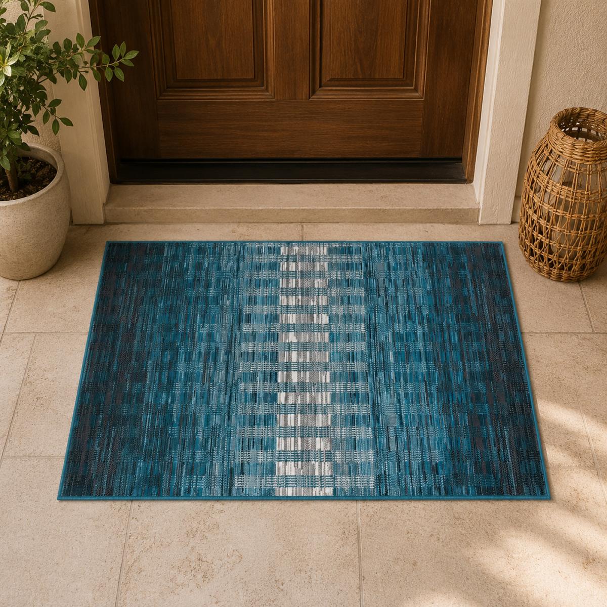 Tapis entrée tissé motif géométrique LYN1 GEOFLOU — vue 3