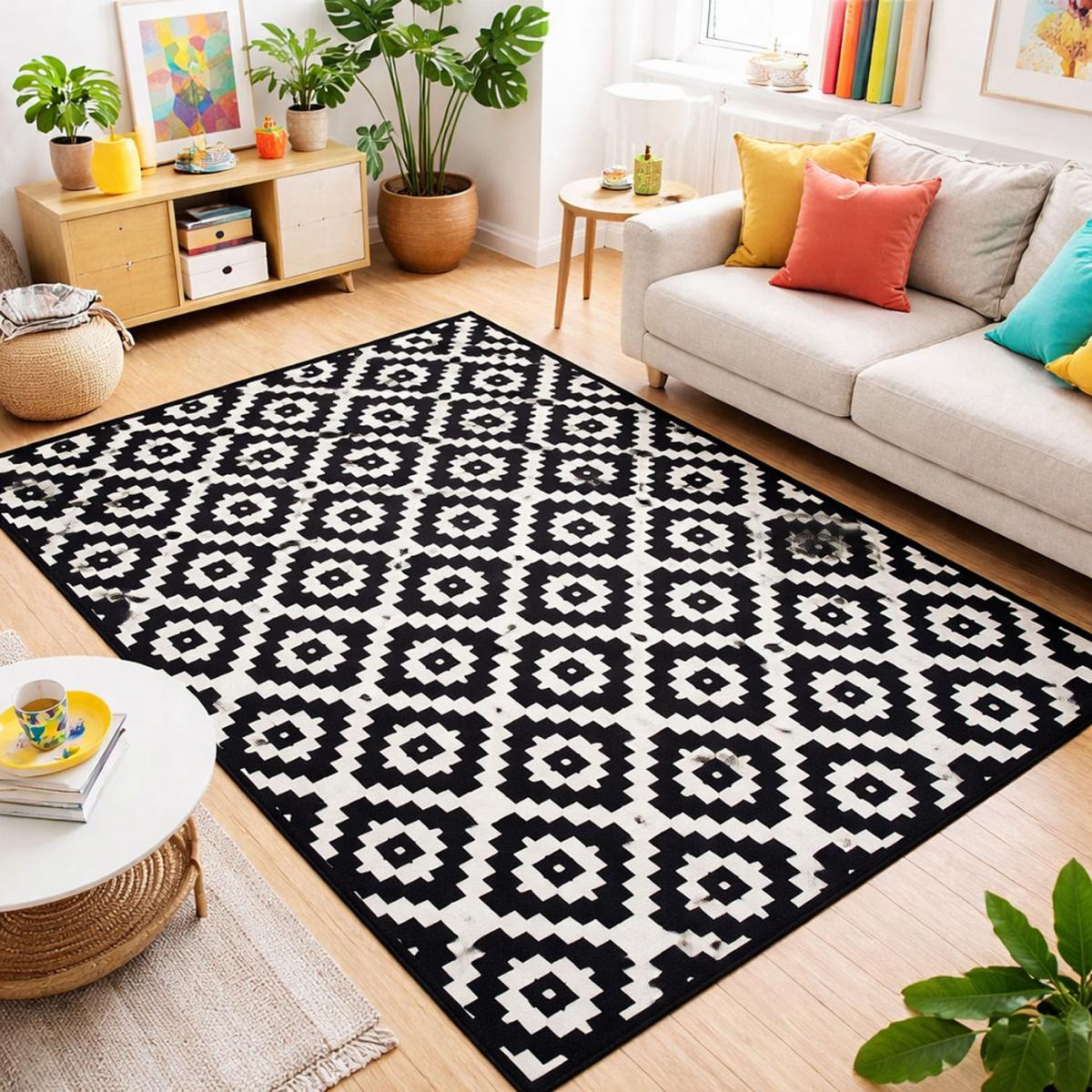 Tapis chambre tissé motif géométrique LYN1 LERUM — vue 3