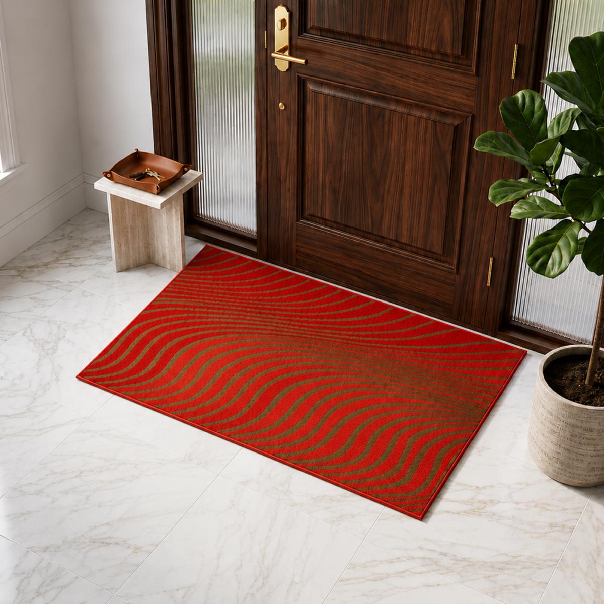 Tapis chambre tissé motif géométrique LYN1 ONDULA — vue 3