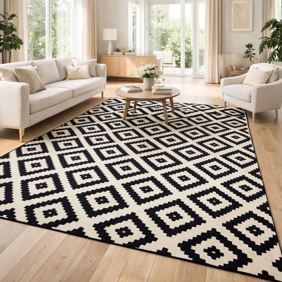 Tapis salon et chambre tissé motif scandinave LYN1 ROMA — vue 6