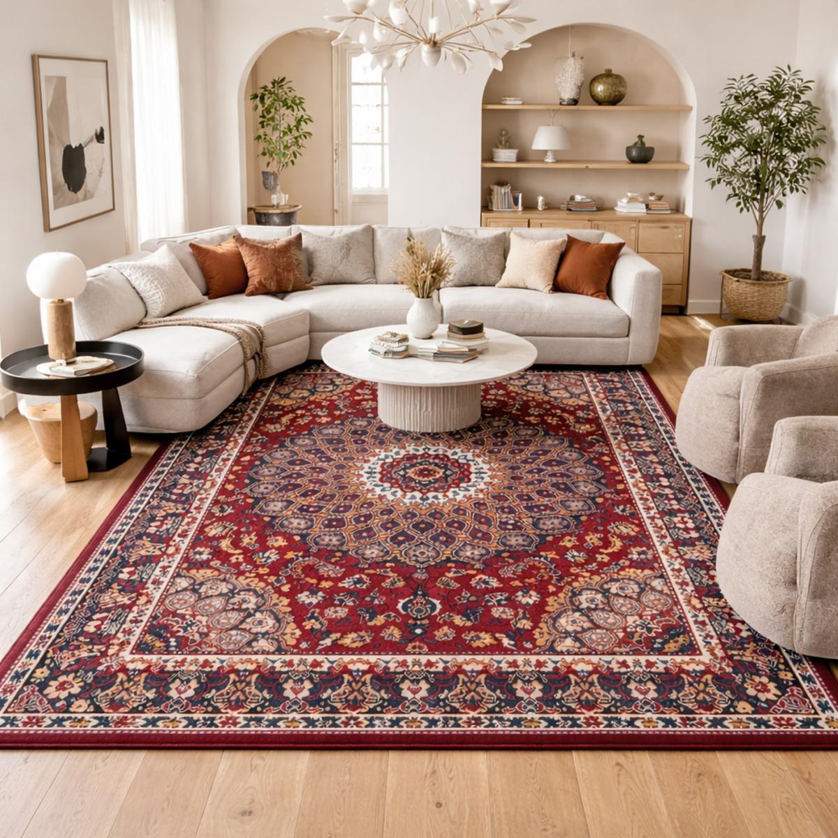 Tapis oriental tissé motif ethnique LYN1 ROSOR — vue 3