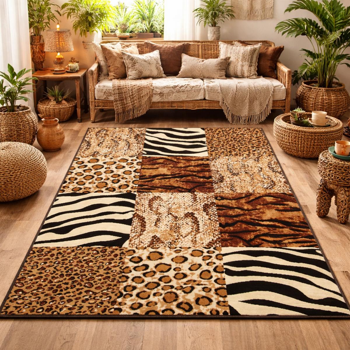 Tapis salon et chambre tissé motif animaux LYN1 SAVANA — vue 3