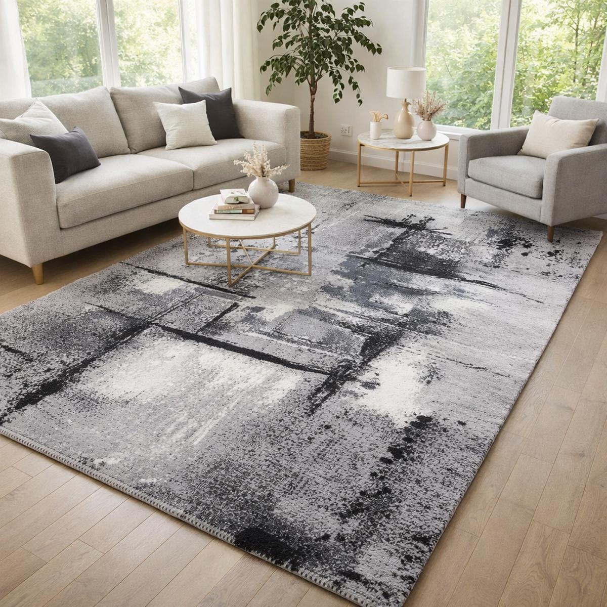 Tapis salon et chambre tissé motif abstrait LYN1 TABLO — vue 6