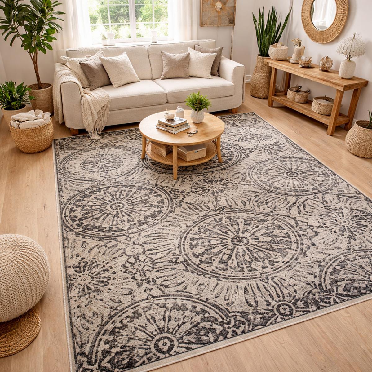 Tapis chambre tissé motif rétro-vintage LYN1 TRANBY — vue 3