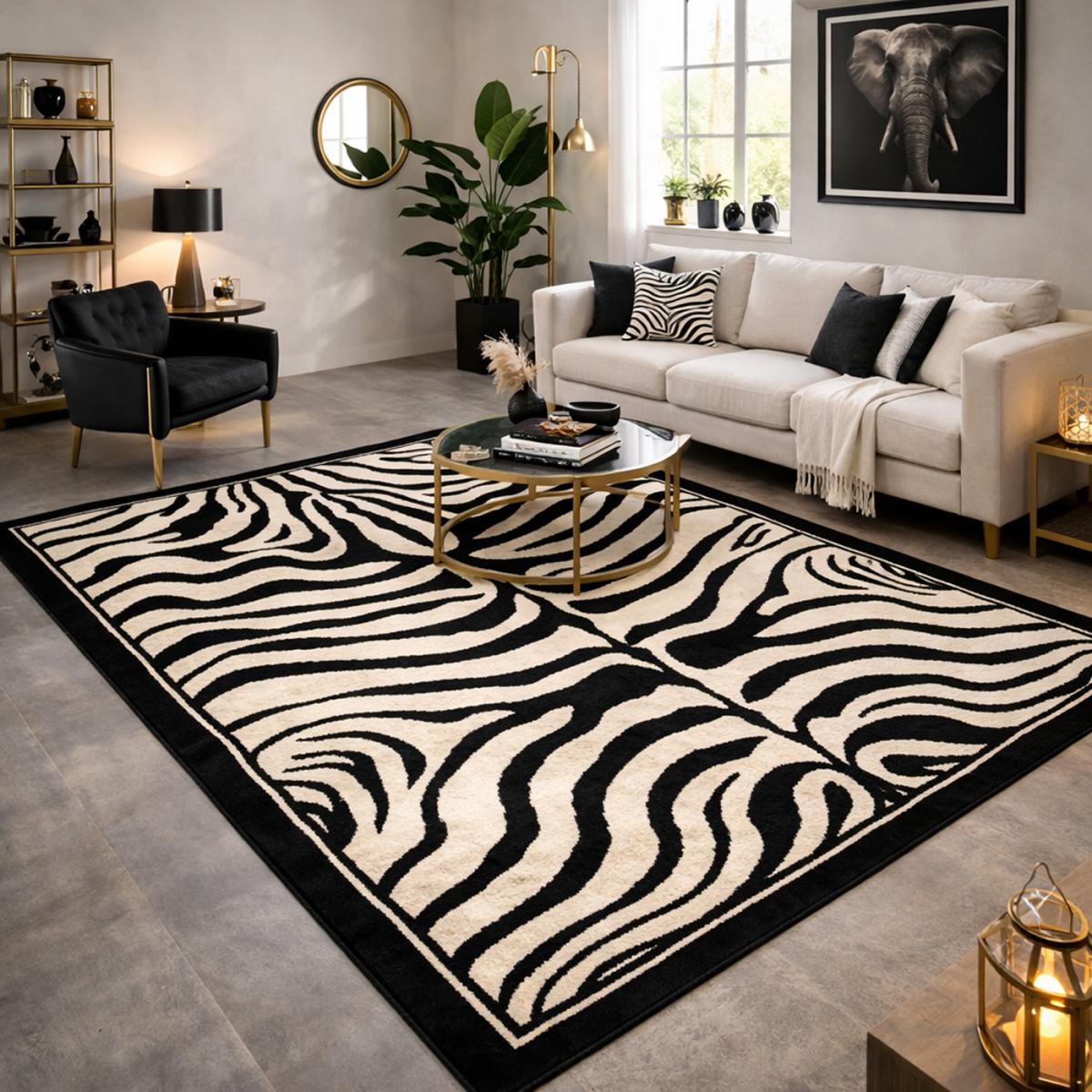 Tapis salon et chambre tissé motif animaux LYN1 ZEBRO — vue 5