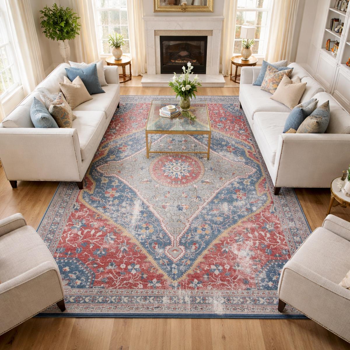 Tapis d'orient LYN11 MEDA 2, inspiration Isfahan, facile d'entretien — vue 3