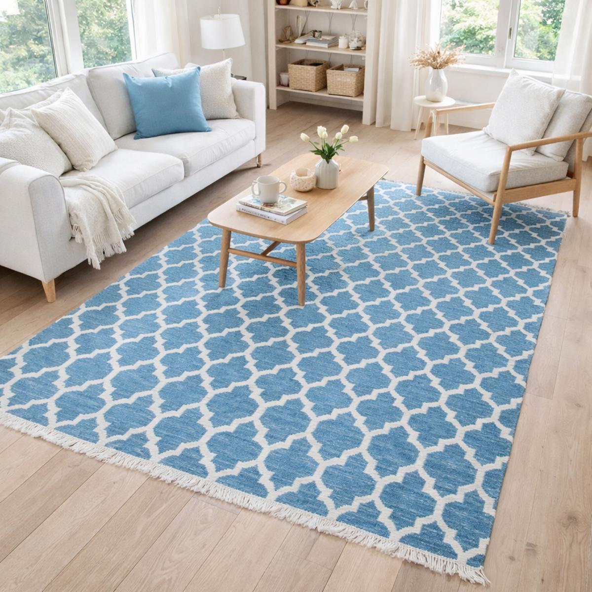 Tapis kilim fait main en laine motif scandinave — vue 6