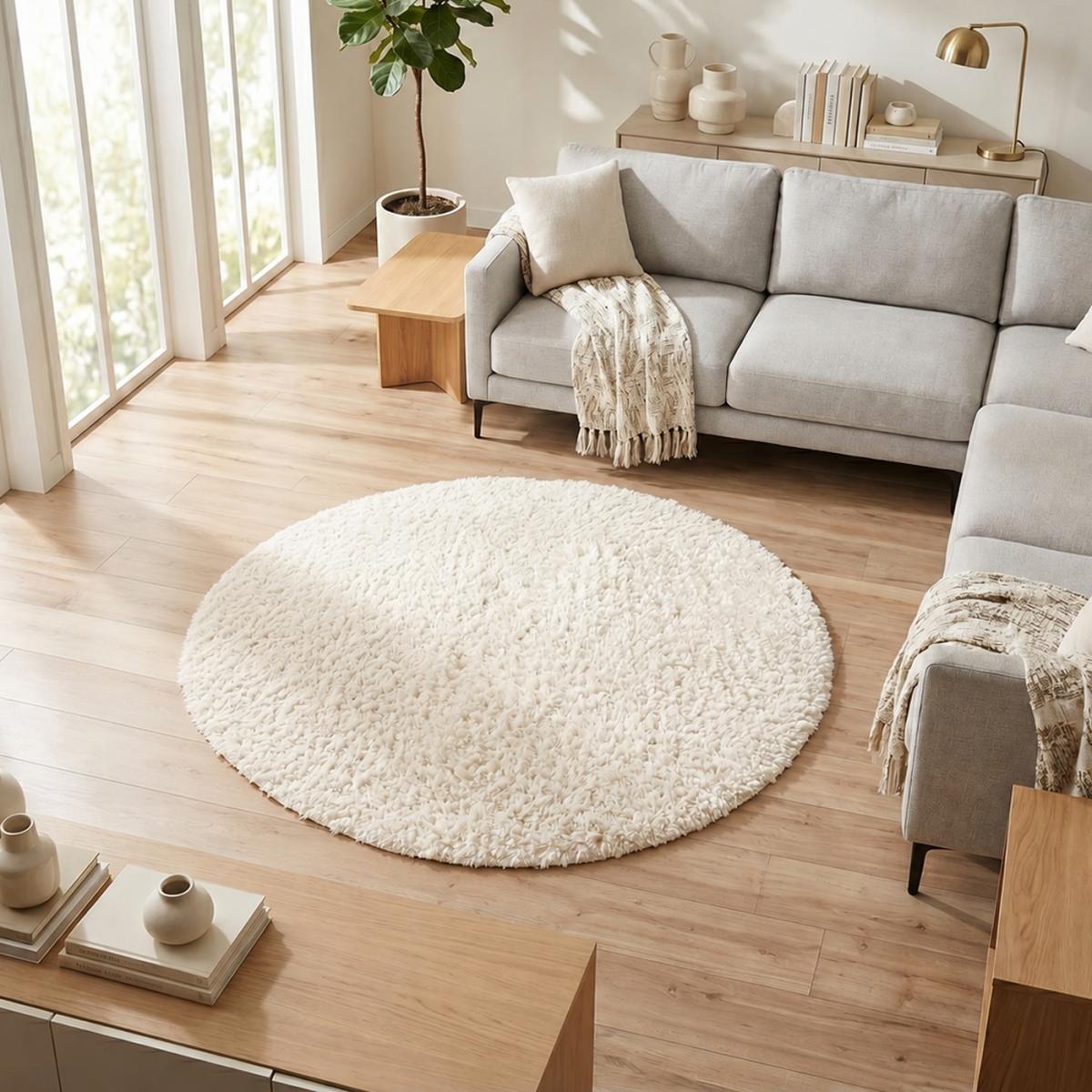 Tapis rond shaggy tissé motif uni LYN4 UNILA — vue 3
