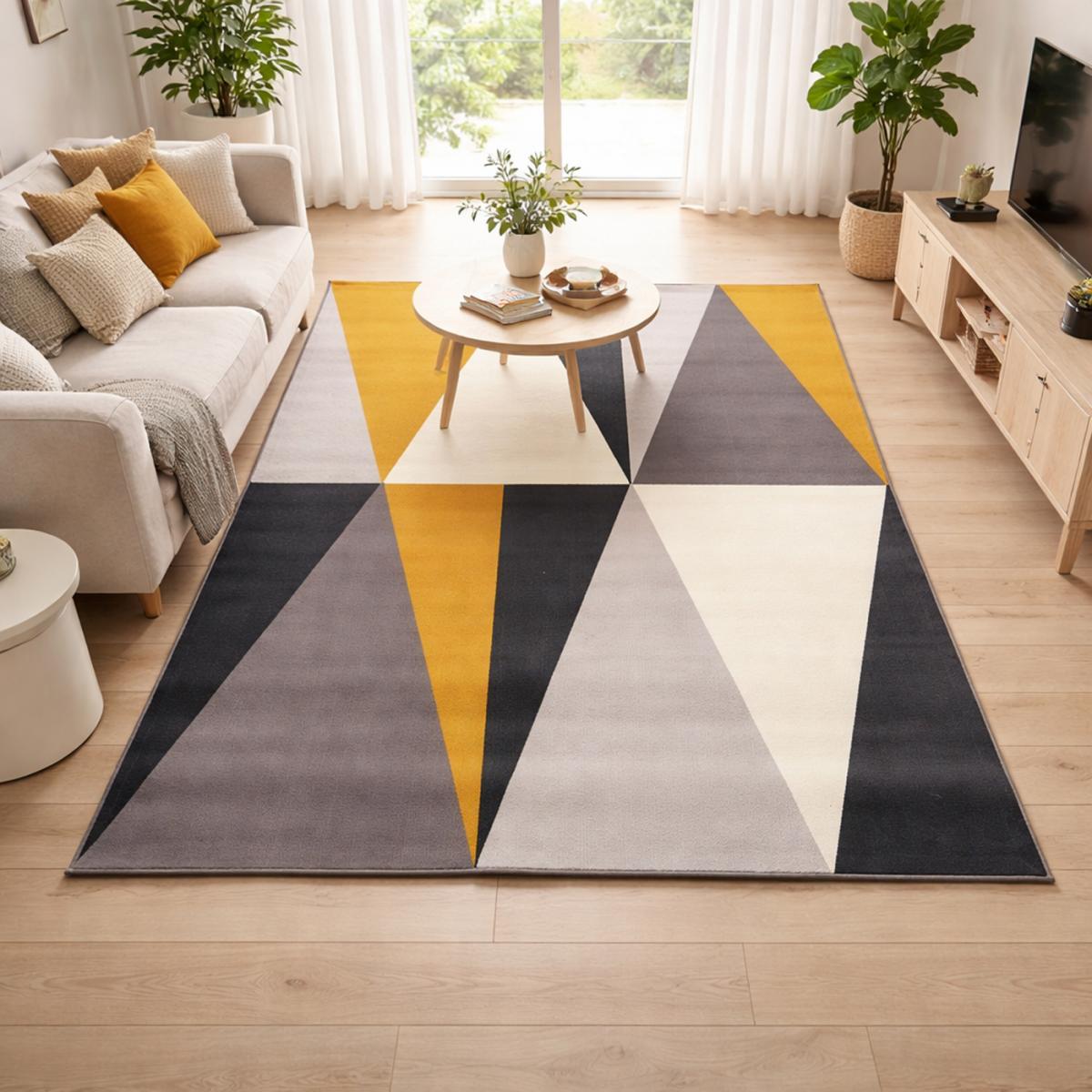 Tapis chambre tissé motif géométrique LYN49 BIGTRI — vue 3