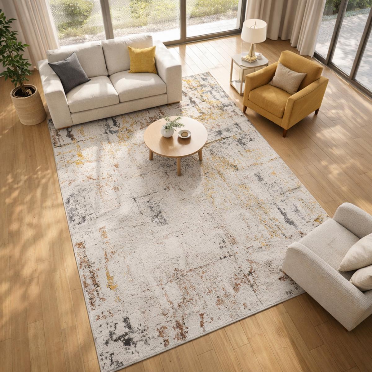 Tapis salon, motif abstrait en relief, moderne et résistant — vue 3