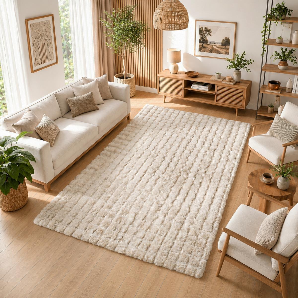 Tapis shaggy, faux uni sobre, poil long shaggy moelleux LYN58 BUBL — vue 3