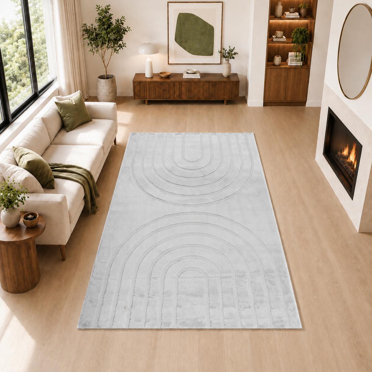 Tapis salon, faux uni sobre, texture en relief LYN59 DEH — vue 3