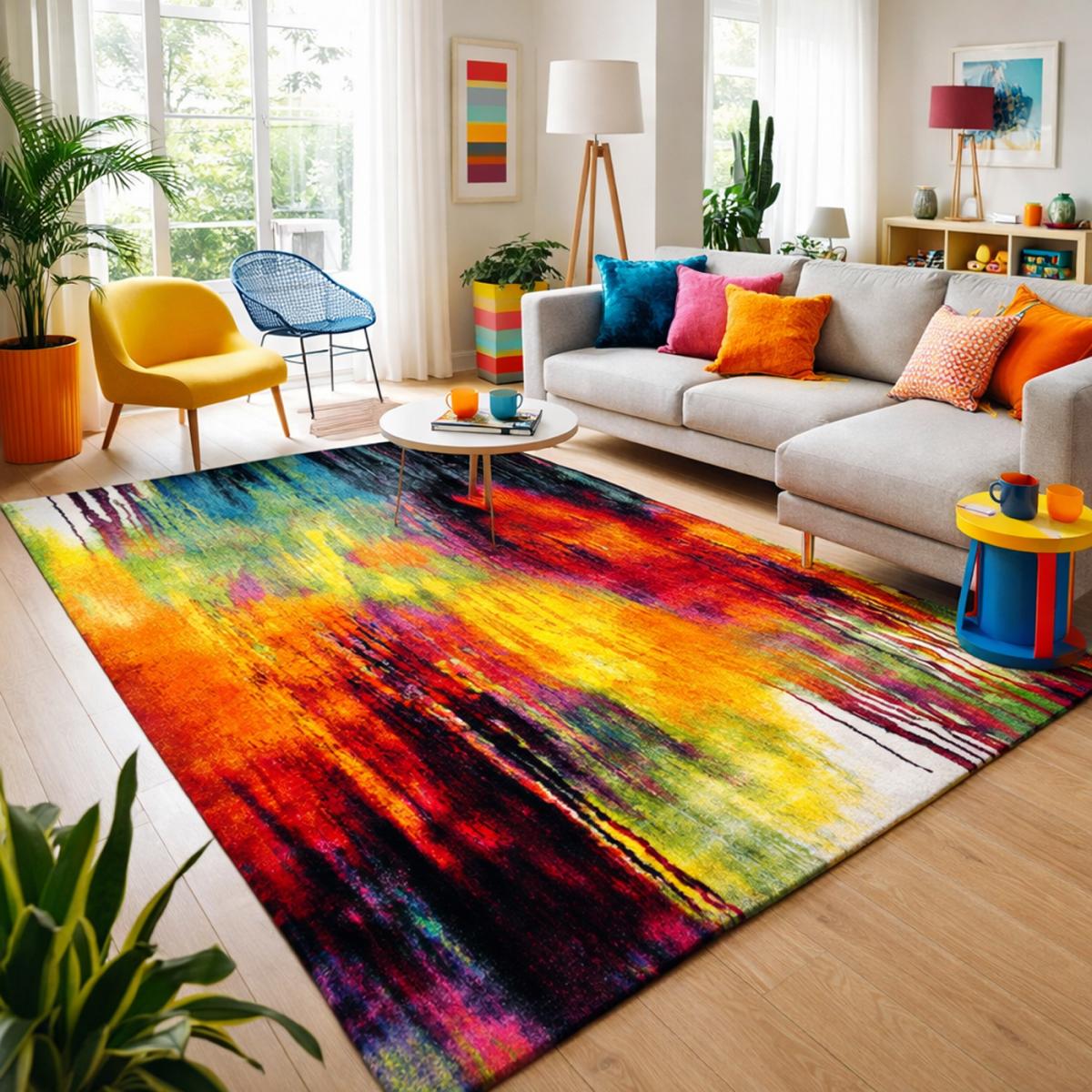 Tapis salon et chambre tissé motif géométrique LYN8 BELO 1 — vue 6