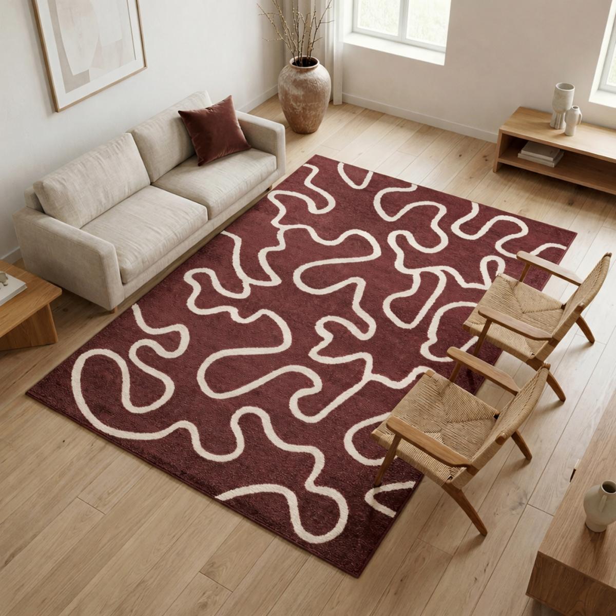 Tapis salon, motif abstrait en relief, graphique et tendance — vue 3