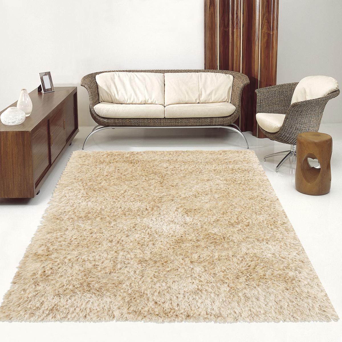 Tapis longs poils shaggy fait main motif uni MELANGE — vue 3