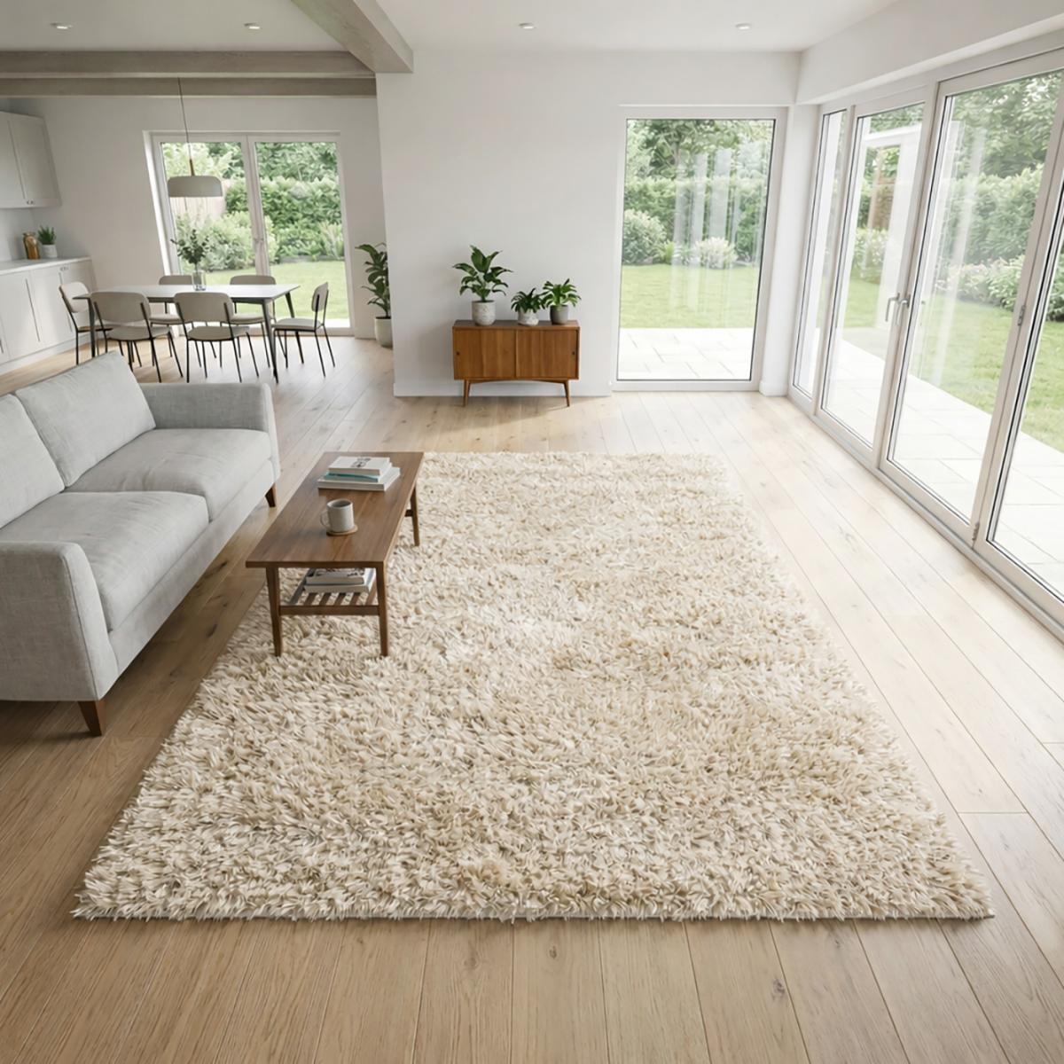 Tapis shaggy fait main motif uni MALAIDORY — vue 3