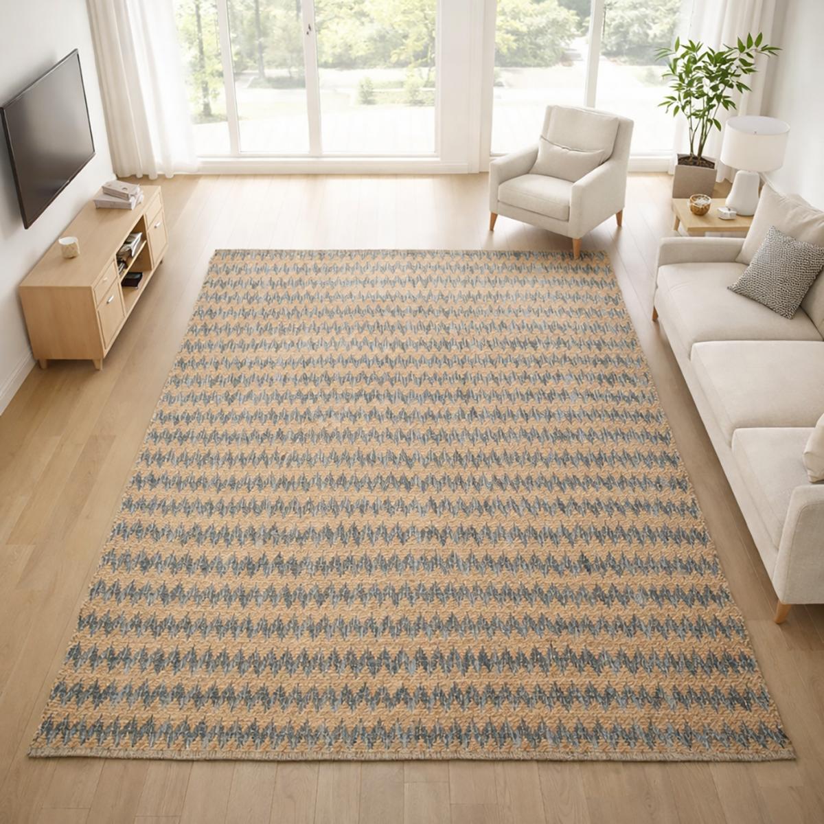 Tapis kilim fait main en chanvre motif géométrique — vue 3