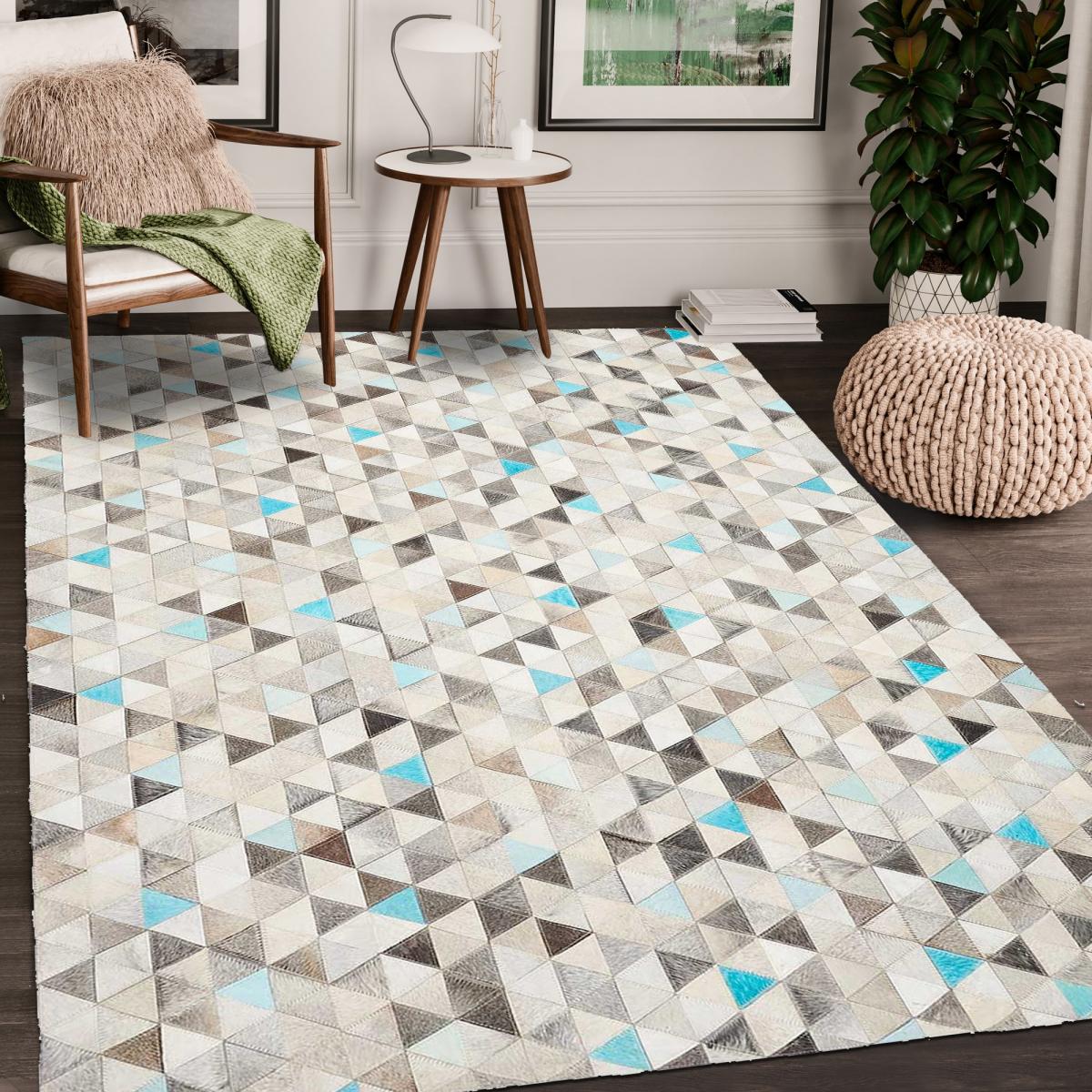 Tapis peau de vache MULTICA, kilim fait main — vue 3