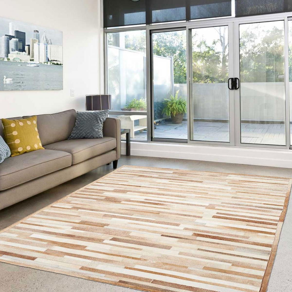 Tapis peau de vache NATAL, kilim fait main — vue 3