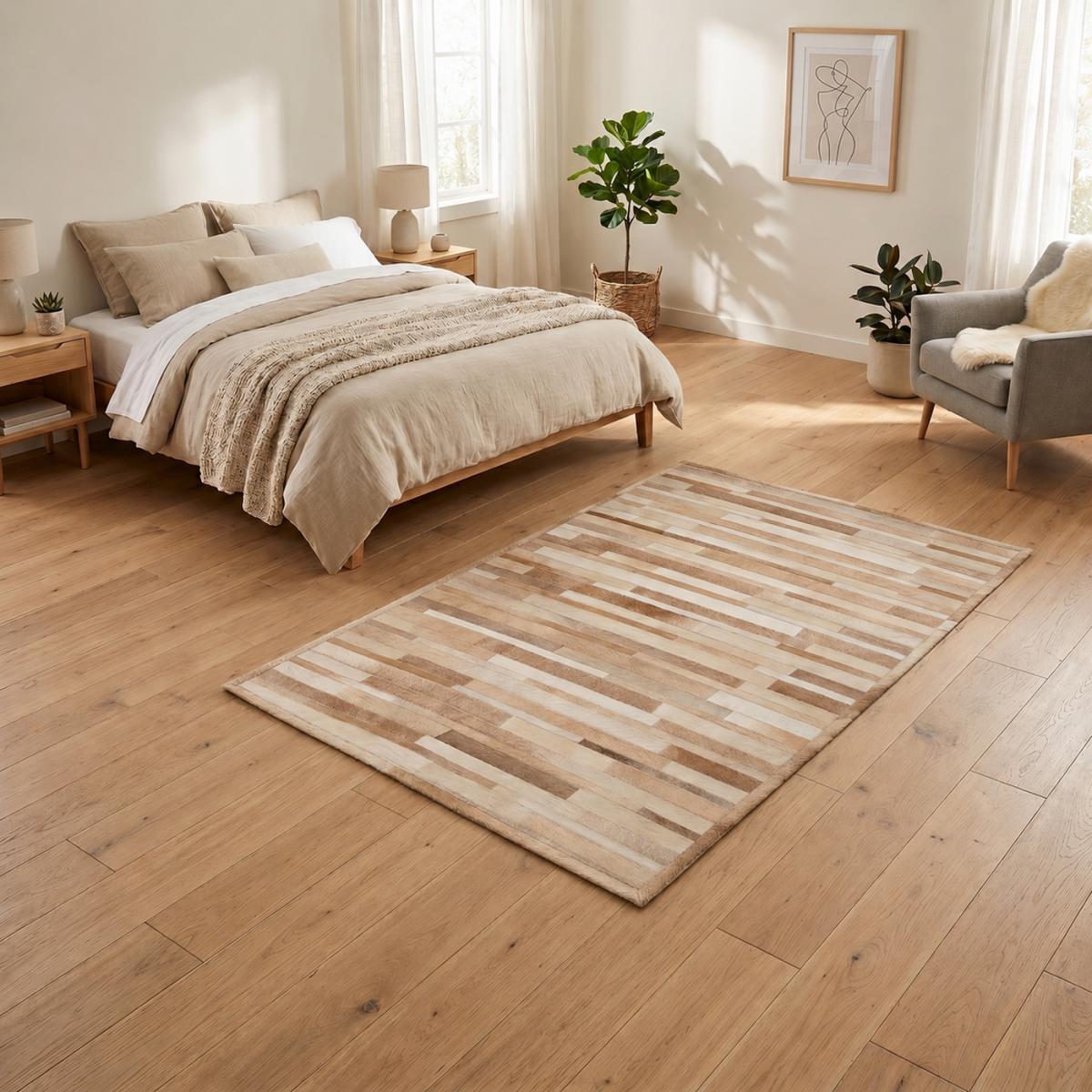 Tapis peau de vache NATAL, kilim fait main — vue 3