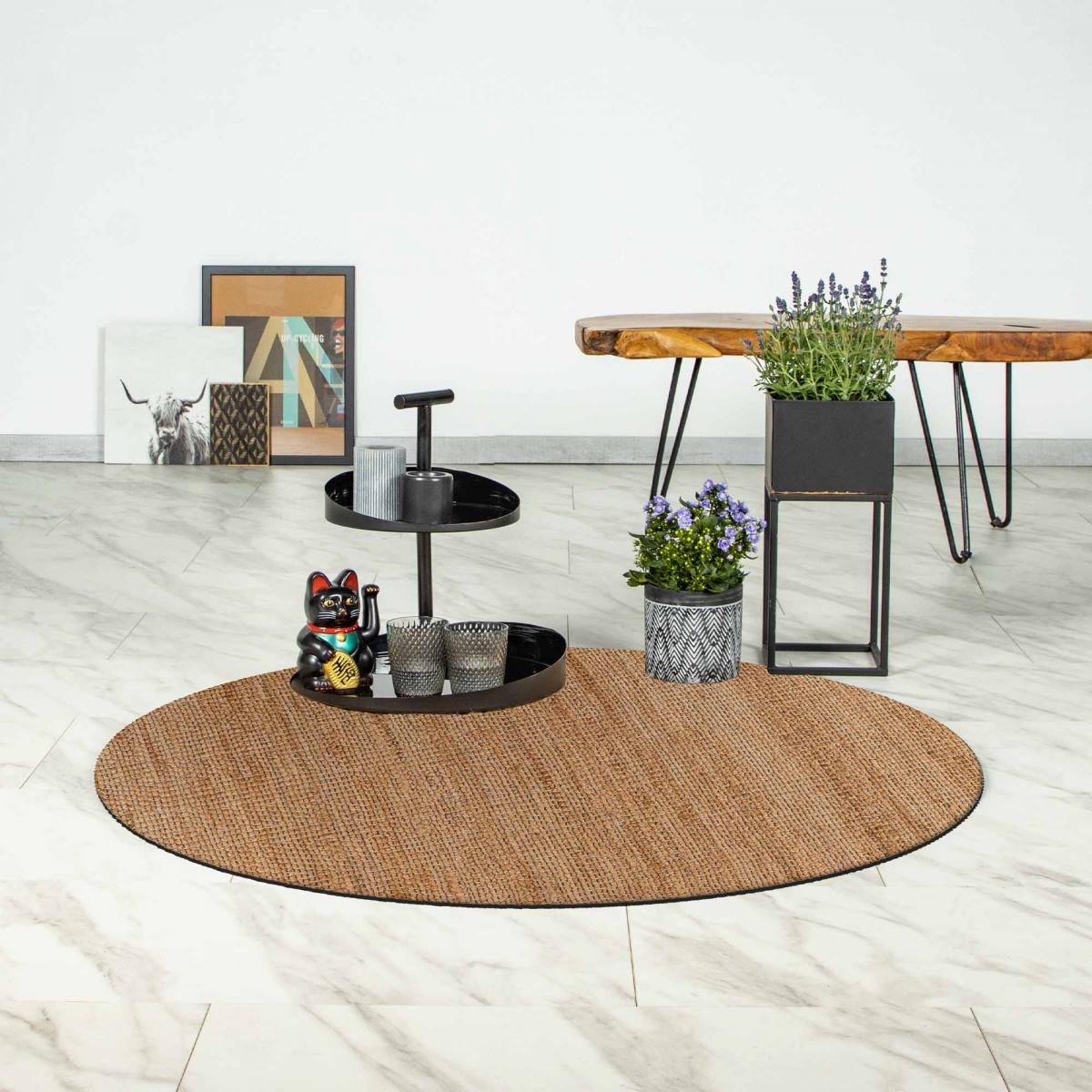 Tapis salon rond, fait main en jute — vue 3
