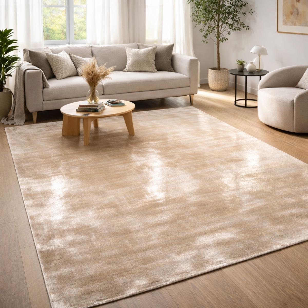 Tapis salon et chambre fait à la main en viscose motif uni NEO + — vue 3