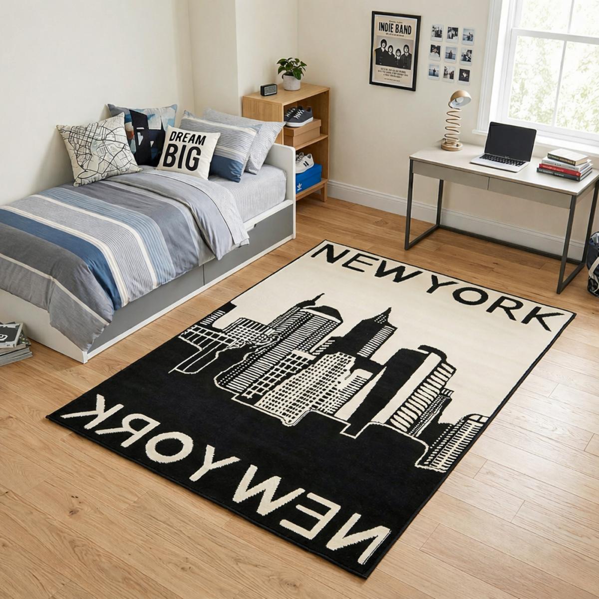 Tapis salon et chambre tissé motif fresque NEW YORK CITY — vue 3