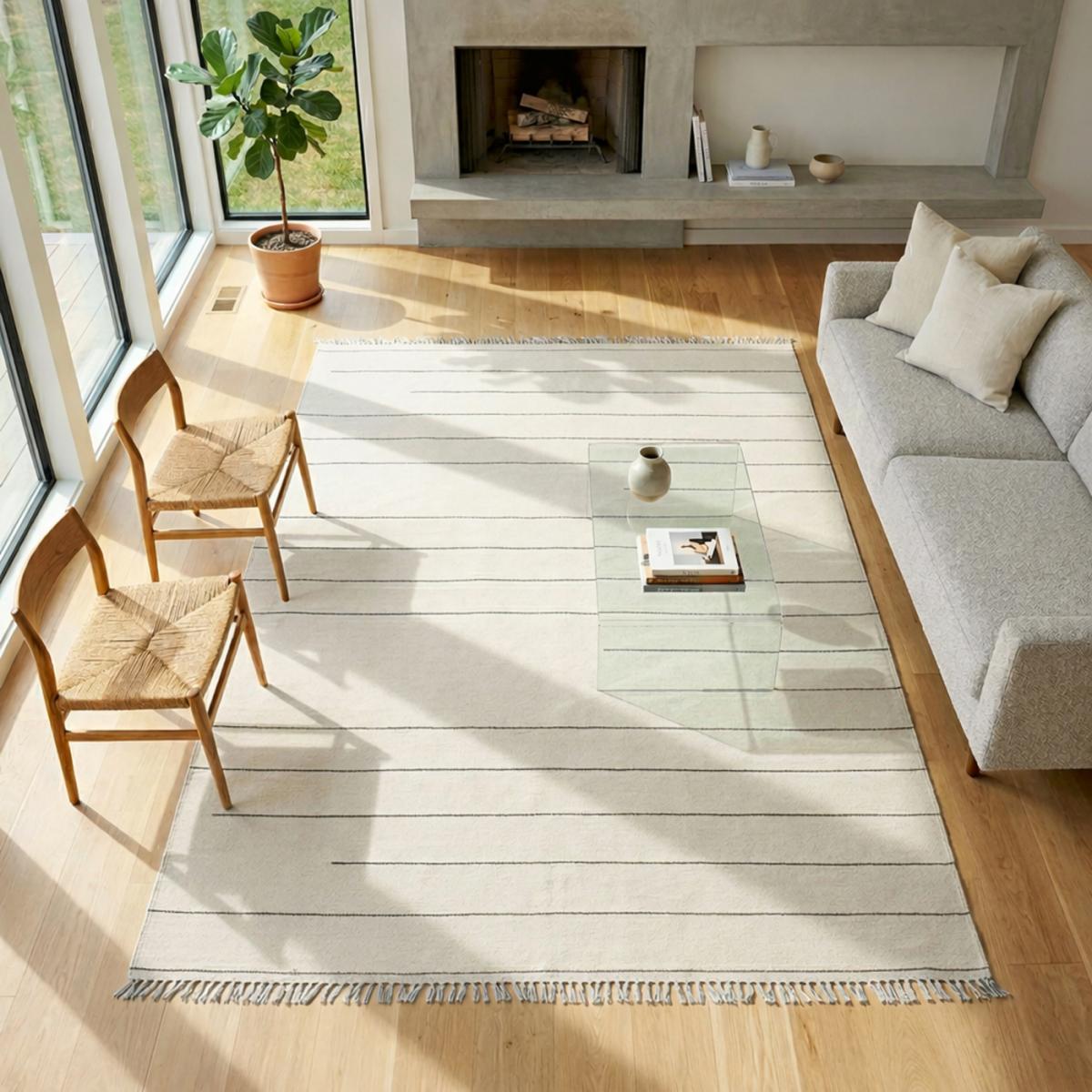 Tapis salon et chambre fait main en laine motif simple NIMBUS — vue 3