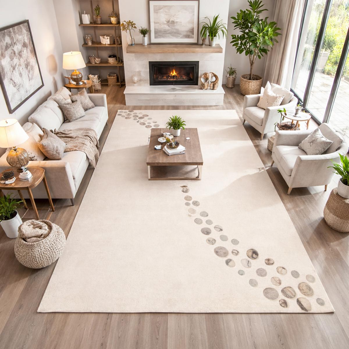 Tapis salon et chambre fait à la main en laine motif simple NOSTRAL — vue 3