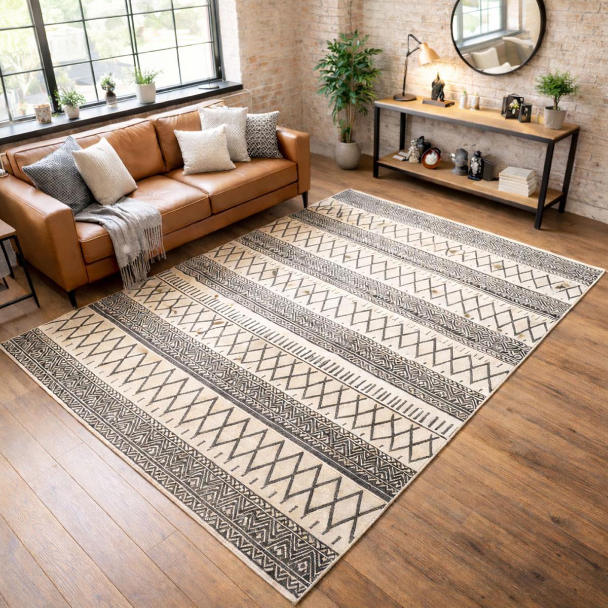 Tapis salon et chambre fait à la main motif scandinave PANATA — vue 3