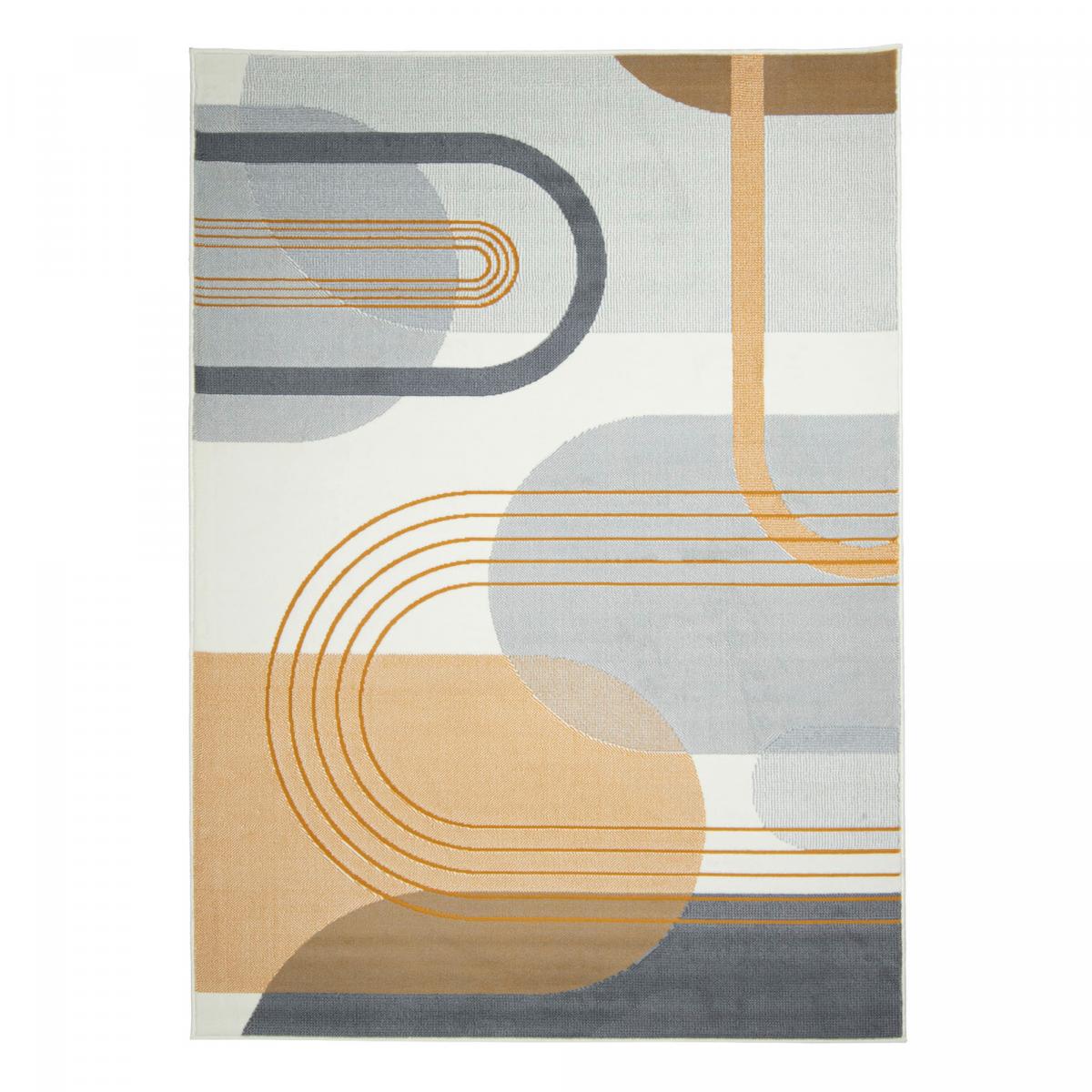 Tapis salon et chambre tissé motif rétro-vintage LYN49 COURBLA
