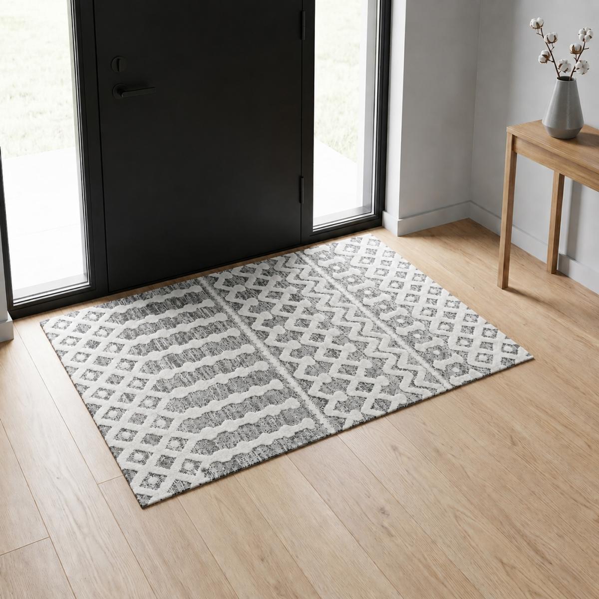 Tapis salon et chambre tissé motif scandinave PISTIOU — vue 3