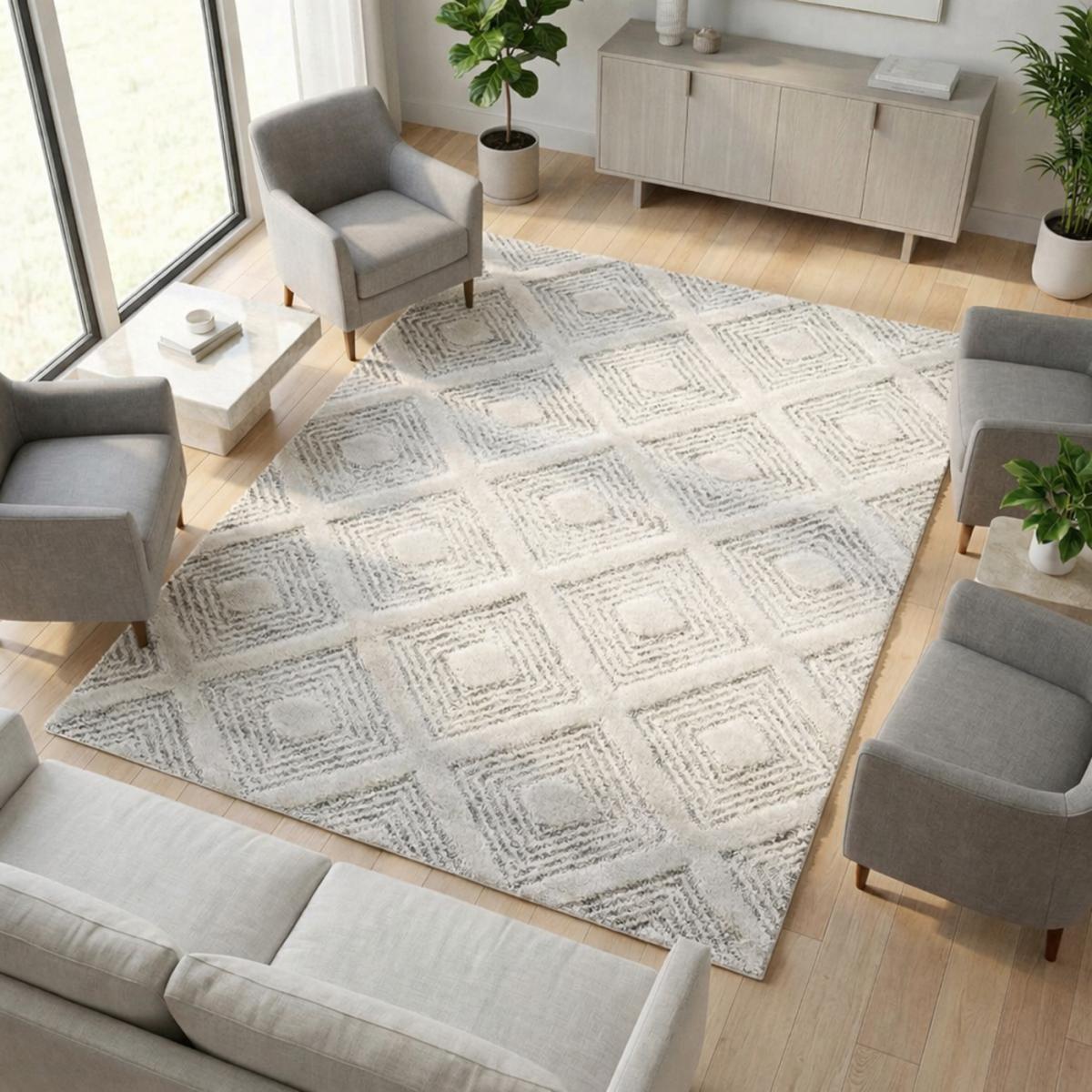 Tapis salon et chambre tissé motif scandinave PISTIOUM — vue 3
