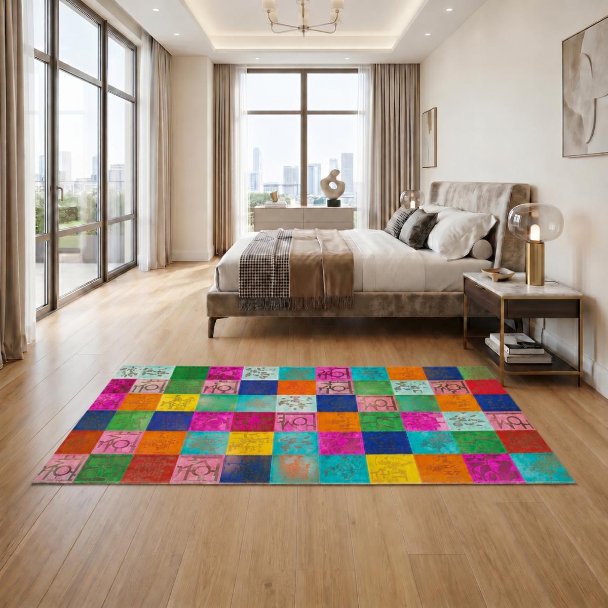 Tapis peau de vache POP R&L, kilim fait main — vue 3