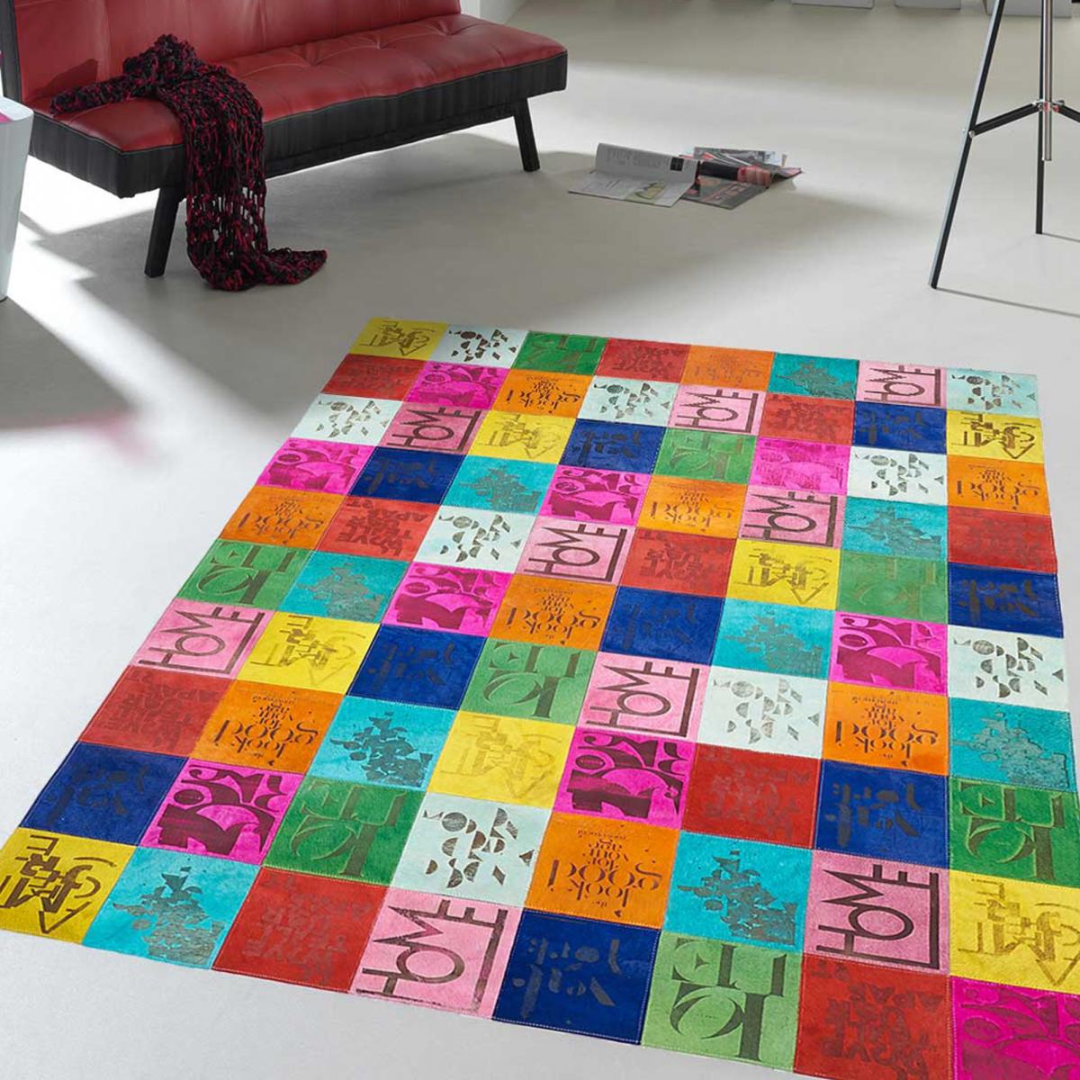 Tapis peau de vache POP R&L, kilim fait main — vue 3