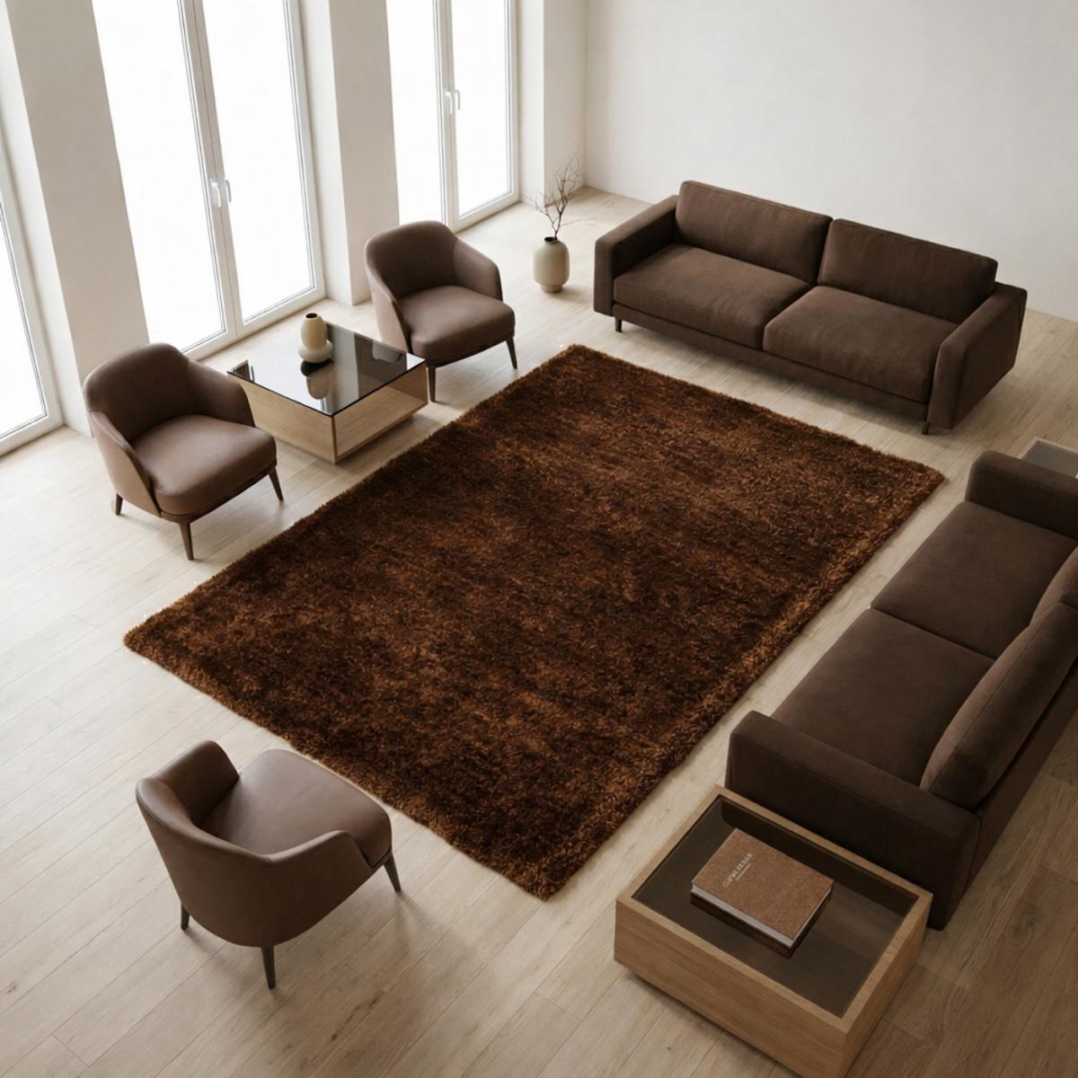 Tapis shaggy fait main motif uni PRESTIGE — vue 3