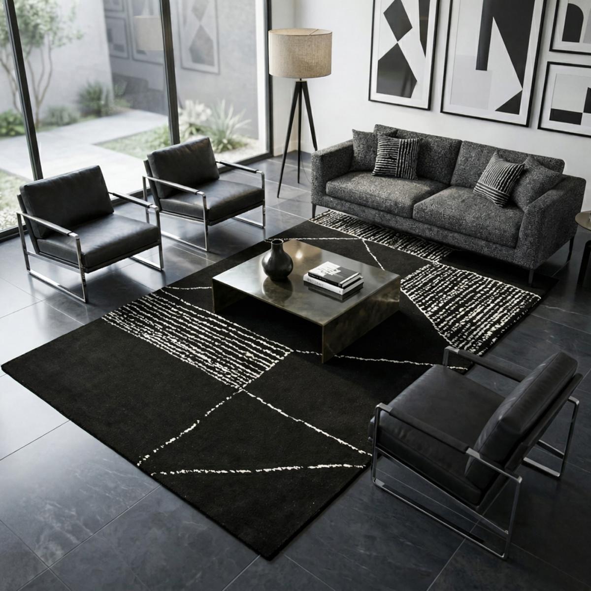 Tapis salon et chambre fait à la main motif géométrique RAGGAL — vue 3
