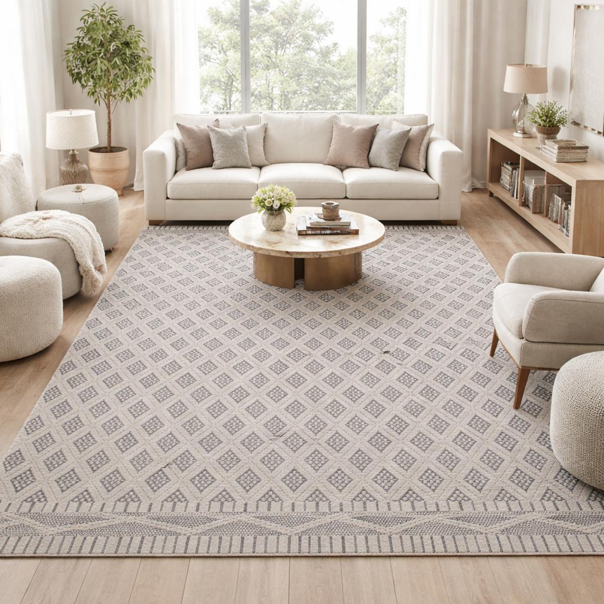 Tapis kilim fait main en PET motif géométrique — vue 3