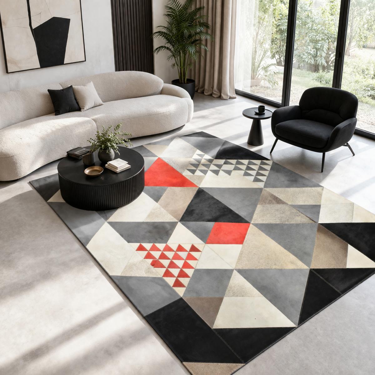 Tapis en peau de vache kilm REDTRI, fait à la main — vue 3