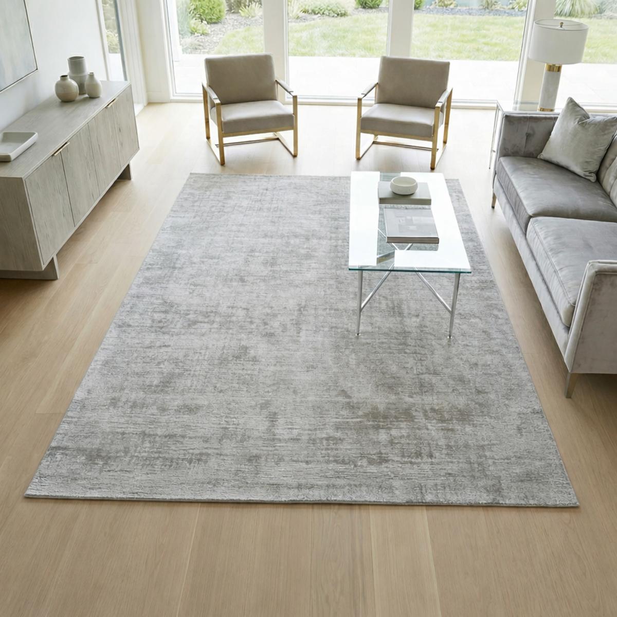 Tapis salon et chambre fait main en viscose motif uni REFLECT 5 — vue 3