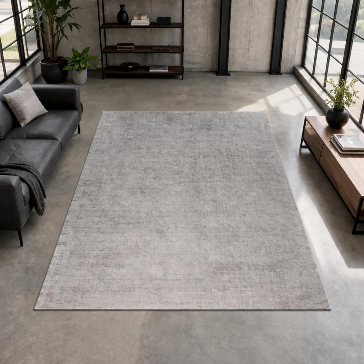 Tapis salon et chambre fait main en viscose motif uni REFLECT 5 — vue 6