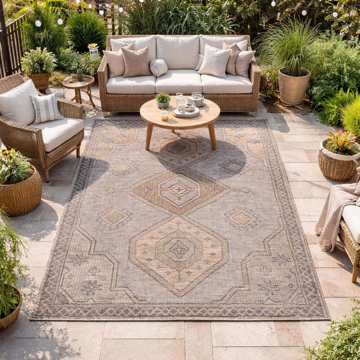 Tapis exterieur, motif oriental, structure résistante pliable, ROBERT — vue 3