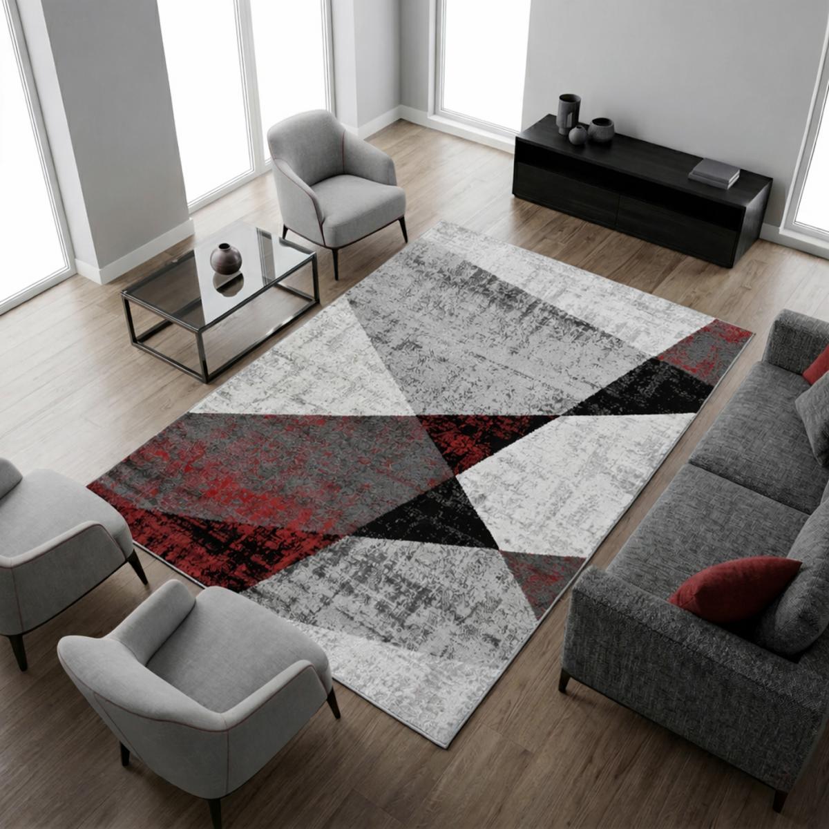 Tapis salon et chambre tissé motif géométrique ROSALINE — vue 3