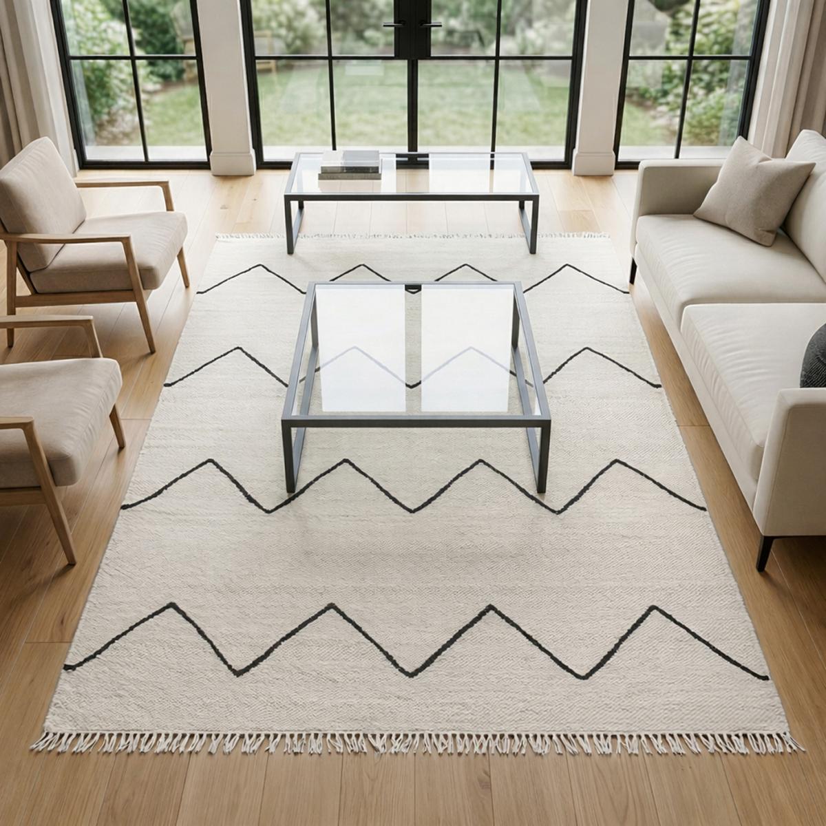 Tapis salon et chambre fait main en laine motif berbère RUBINA — vue 3