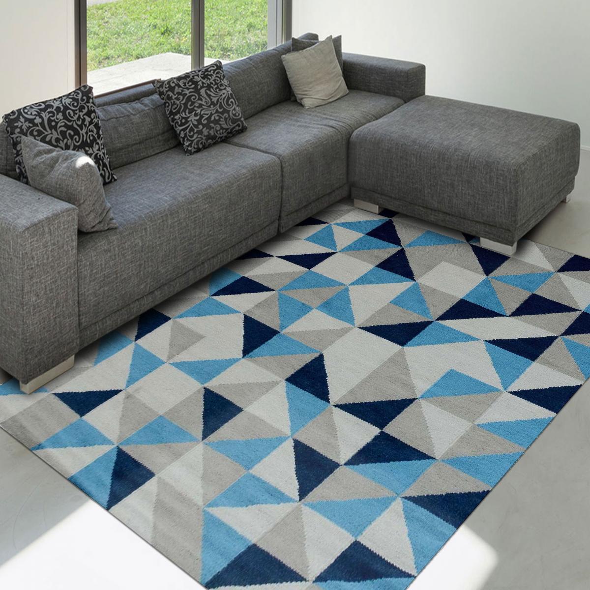 Tapis salon et chambre fait main en laine motif géométrique DIVIANCO — vue 3