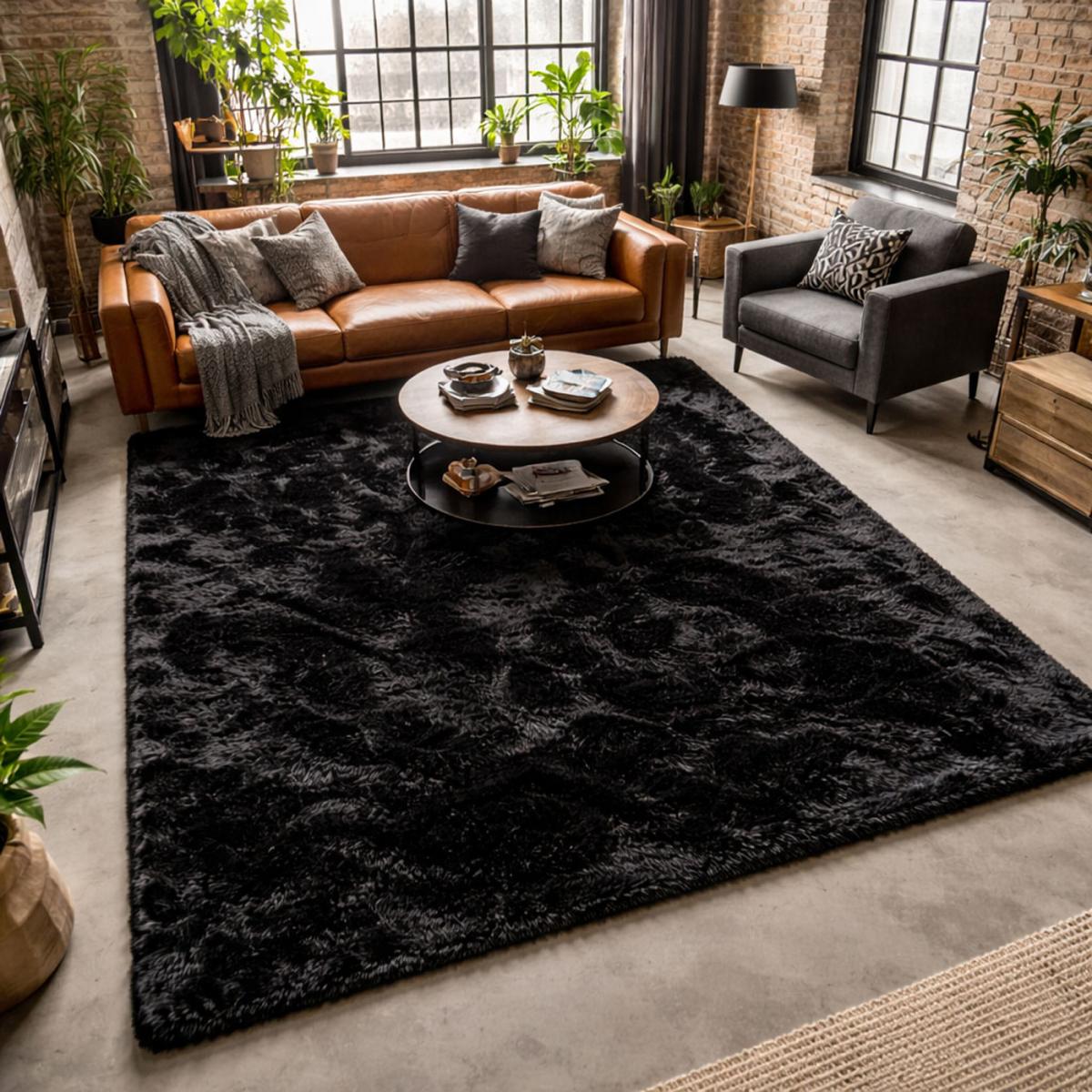 Tapis shaggy fait main motif uni SG FIN — vue 6