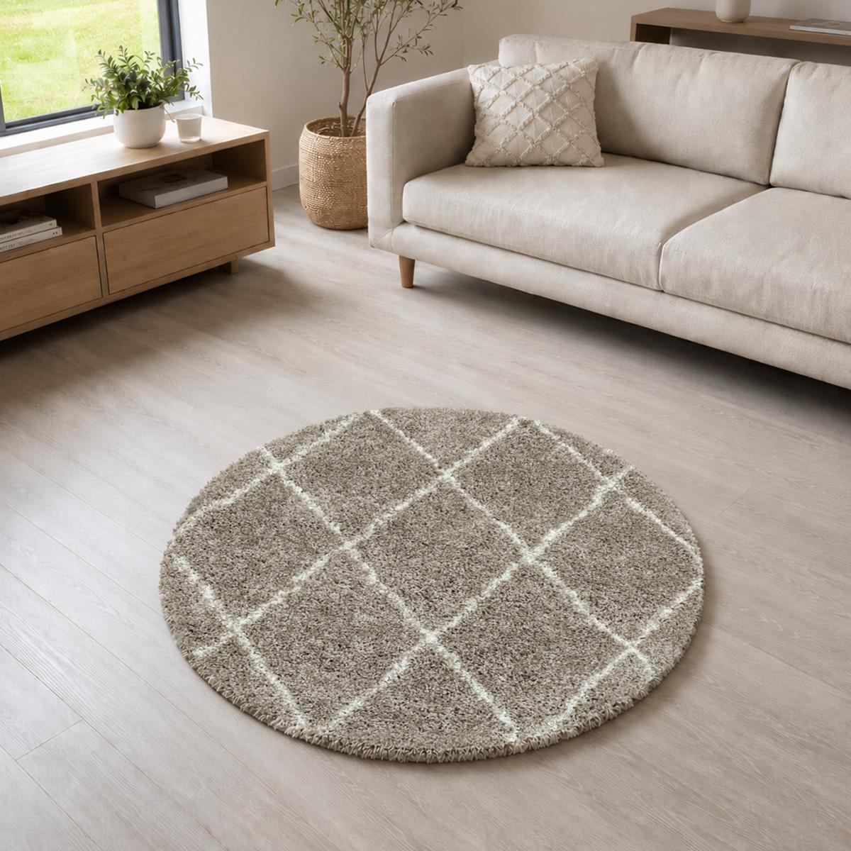 Tapis rond berbère tissé motif losange SHAGGY A — vue 6