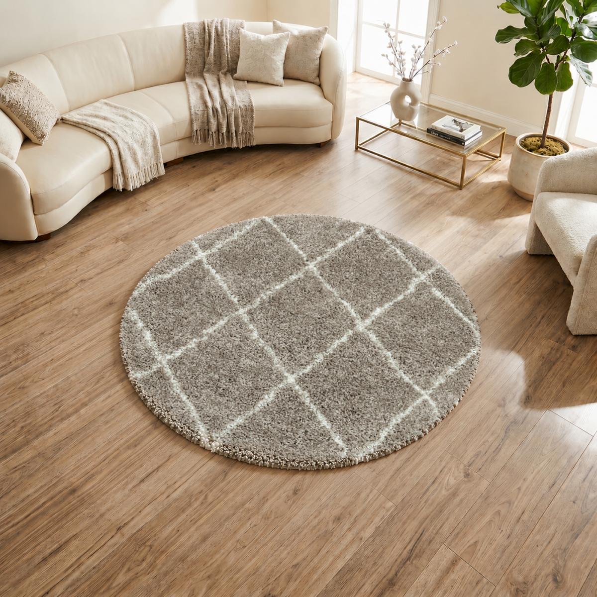Tapis rond berbère tissé motif losange SHAGGY A — vue 3
