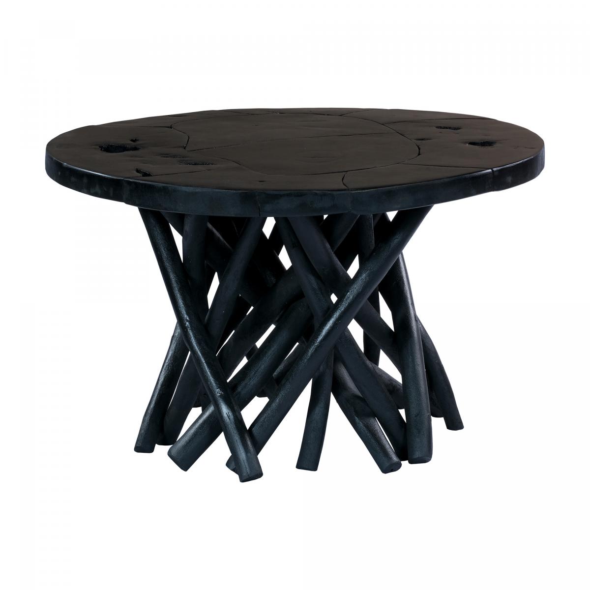 Table basse fait main en bois motif floral ENI