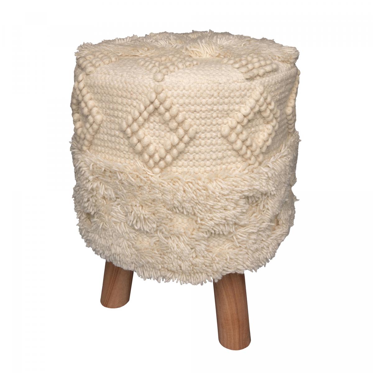 Tabouret semi artisanal en laine ZAFI